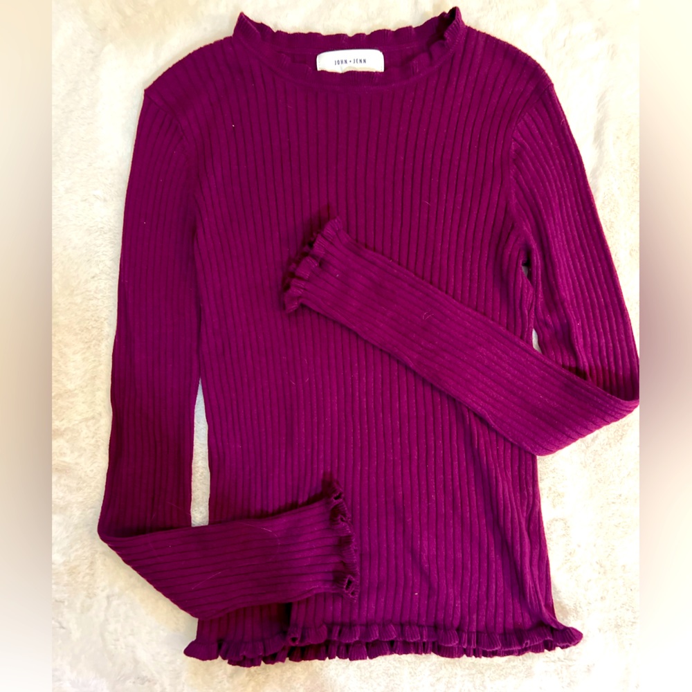 John + Jenn magenta sweater with ruffles